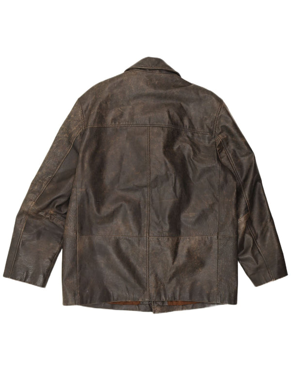 Mays & Rose Mens Leather Jacket IT 50 Large Brown Leather