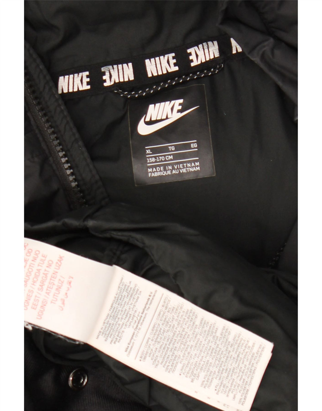 Μπουφάν Nike Boys με κουκούλα με επένδυση 13-14 ετών XL μαύρο πολυεστέρα