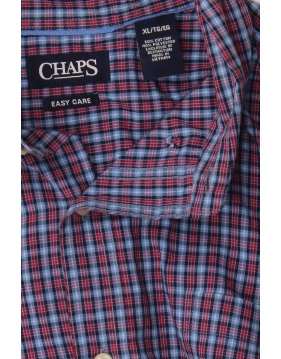 CHAPS Mens Big & Tall Shirt XL Blue Check Cotton Vintage Chaps and Second-Hand Chaps from Messina Hembry 