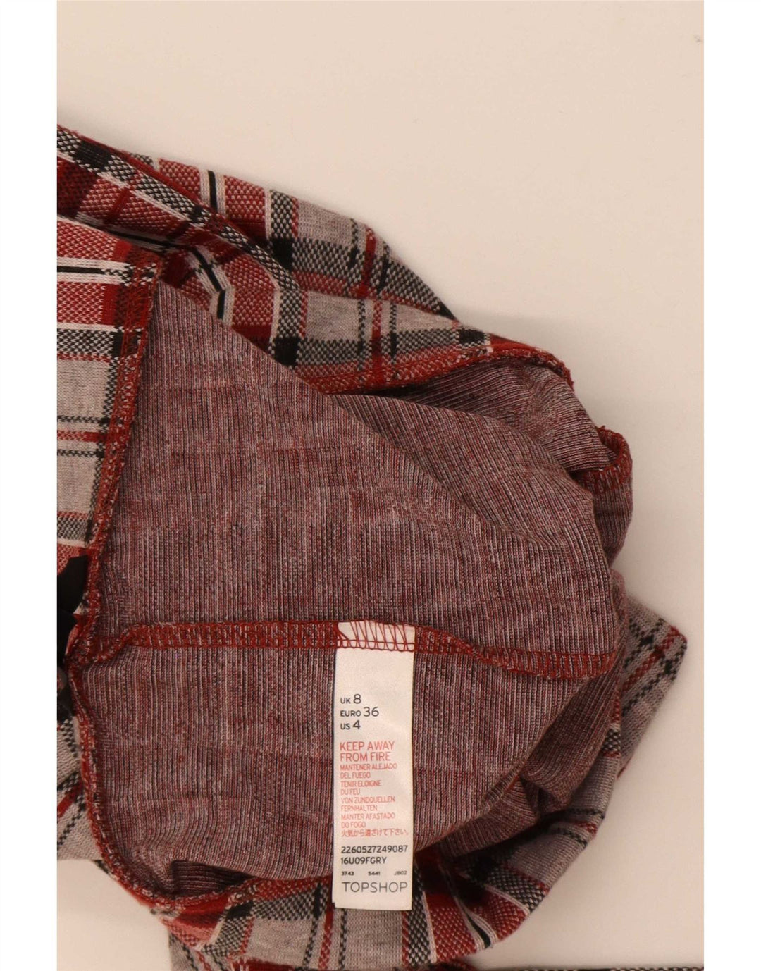 Topshop Γυναικεία γραφικά κολάν UK 8 Small Red Check Polyester
