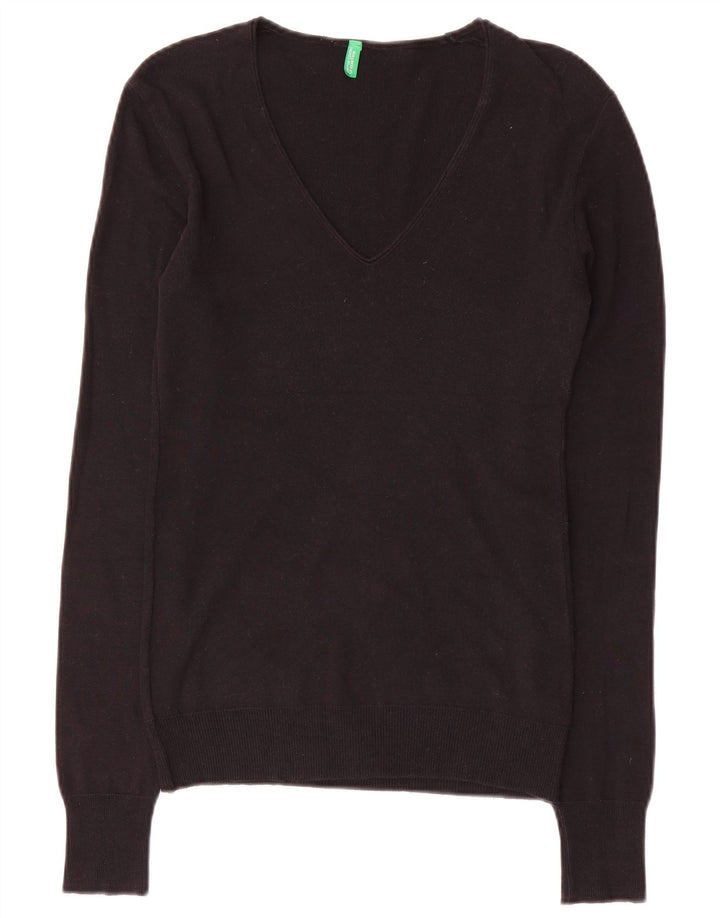 BENETTON Γυναικείο πουλόβερ με V λαιμόκοψη UK 10 Small Black