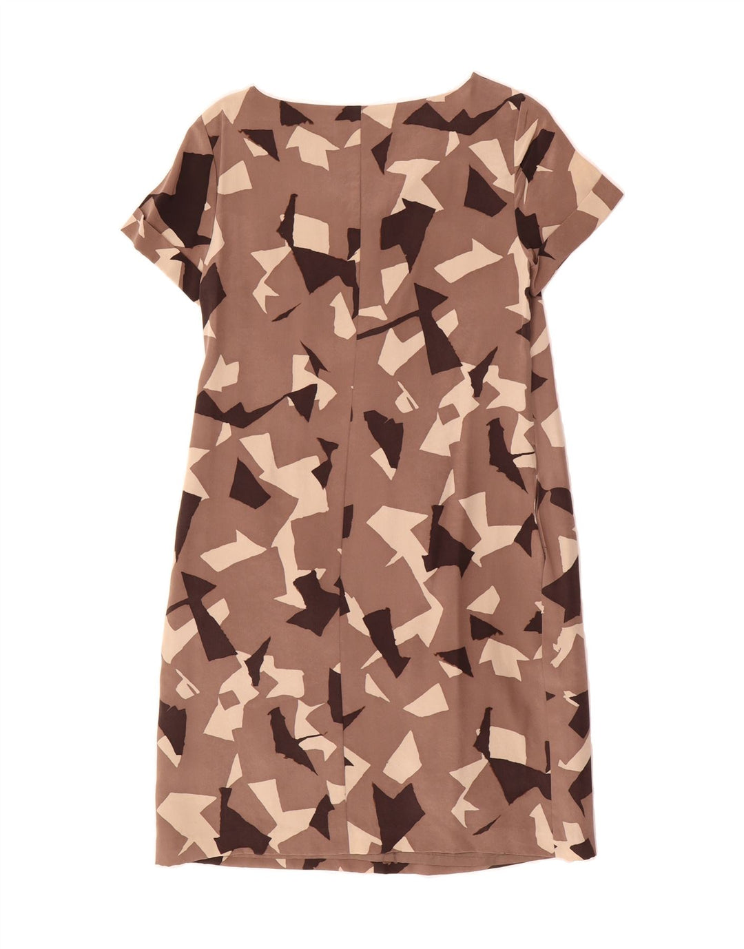 FENN WRIGHT MANSON Womens Sheath Dress UK 10 Small Brown Geometric Silk Vintage Fenn Wright Manson and Second-Hand Fenn Wright Manson from Messina Hembry 