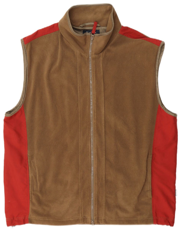 Kartel Mens Fleece Gilet UK 40 Large Beige Colourblock Polyester