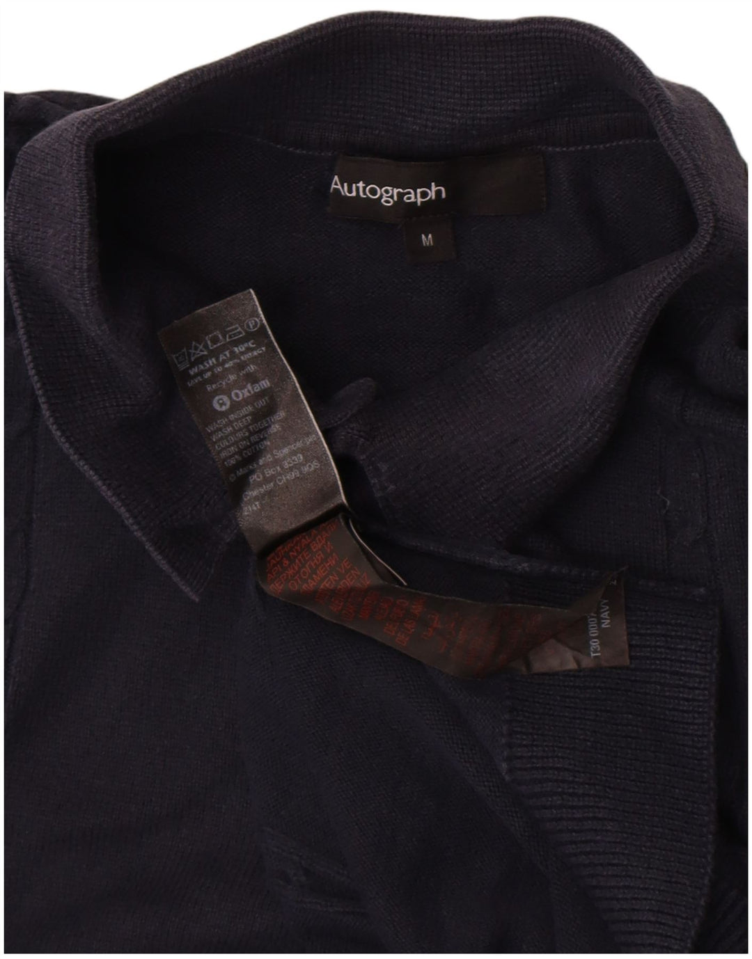 Marks & Spencer Ανδρικό πουλόβερ με αυτόγραφο Polo Neck Jumper Medium Navy Blue