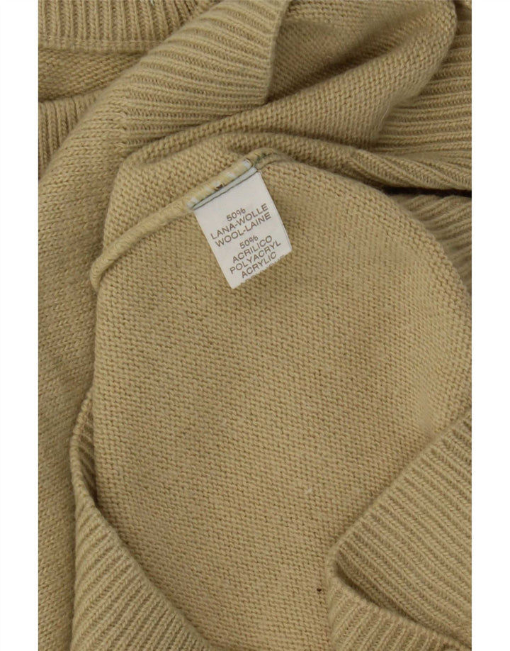Vintage ανδρικό πουλόβερ με λαιμόκοψη IT 52 μεγάλο μπεζ μαλλί