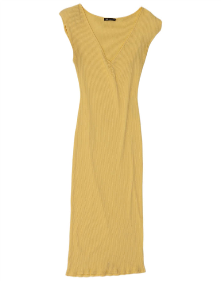 Zara Γυναικείο Maxi Φόρεμα UK 12 Medium Yellow
