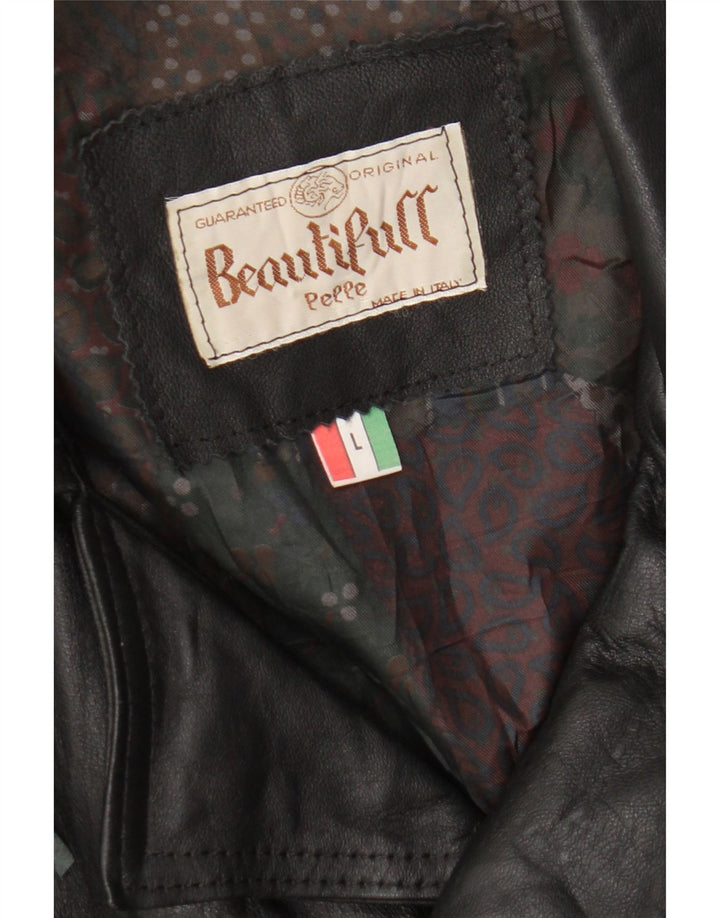 Vintage Ανδρικό Δερμάτινο Μπουφάν Biker UK 40 Large Μαύρο