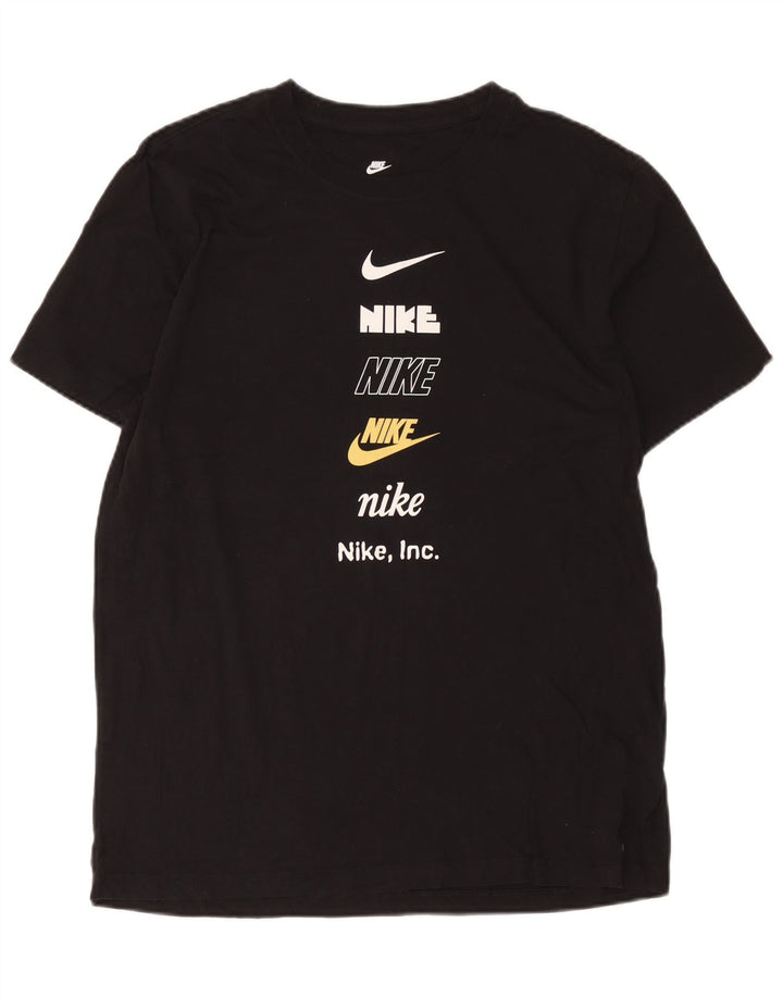 Ανδρικό γραφικό μπλουζάκι Nike, μεγάλο μαύρο βαμβακερό