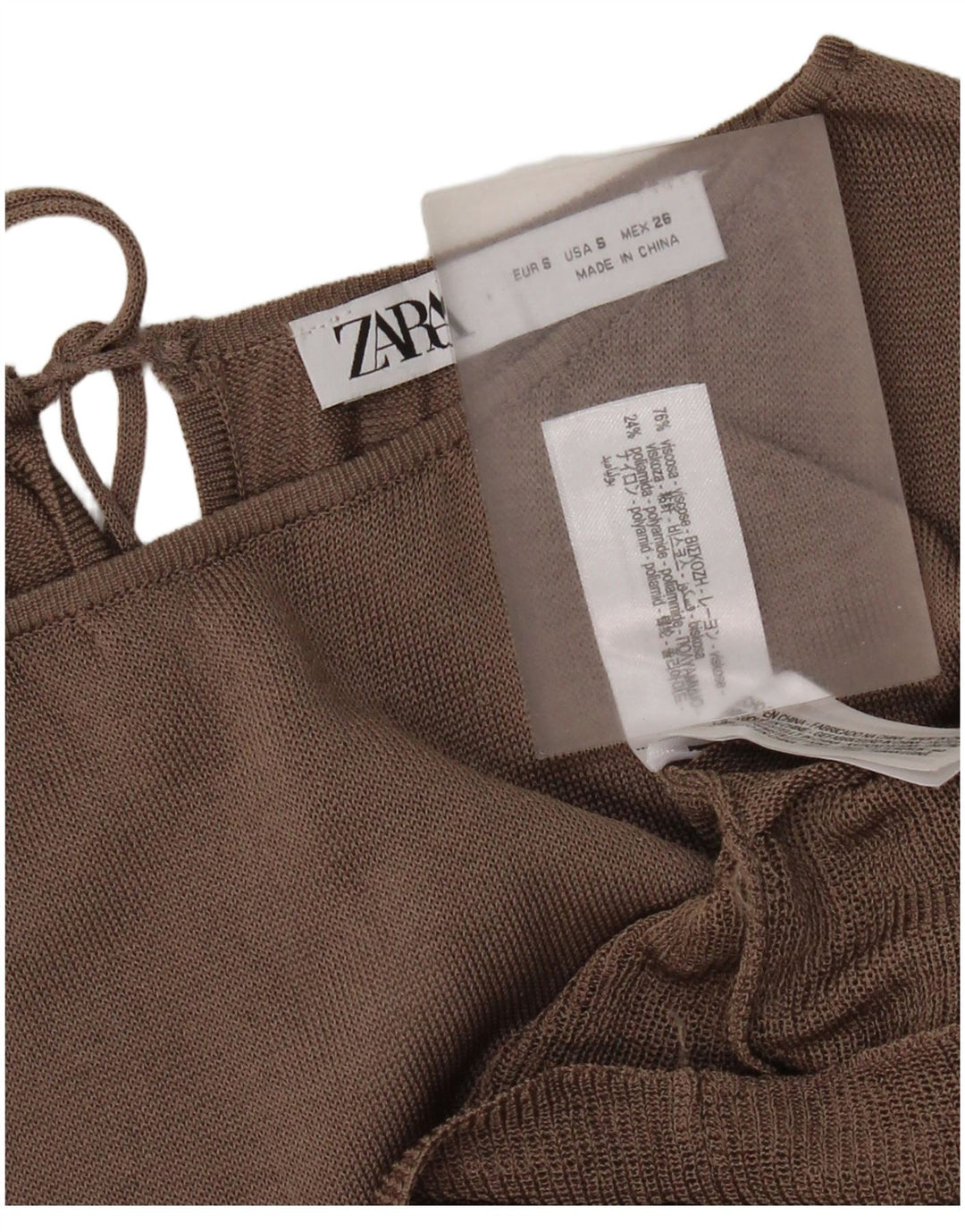 Zara γυναικεία μακρυμάνικη μπλούζα τοπ UK 10 Small Brown Colourblock