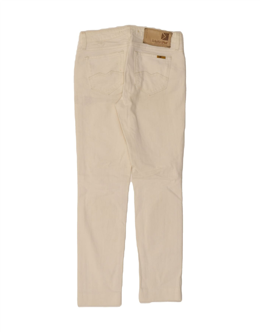 MELTIN' POT Womens Straight Jeans W24 L27 White Cotton Vintage Meltin' Pot and Second-Hand Meltin' Pot from Messina Hembry 