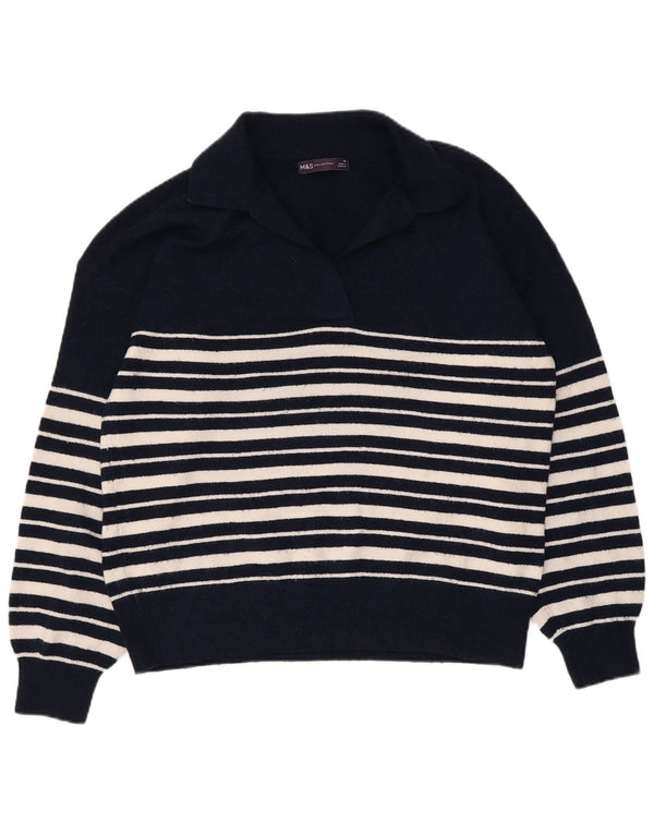 Marks & Spencer Γυναικείο πουλόβερ με λαιμό πόλο UK 14 Medium Navy Blue
