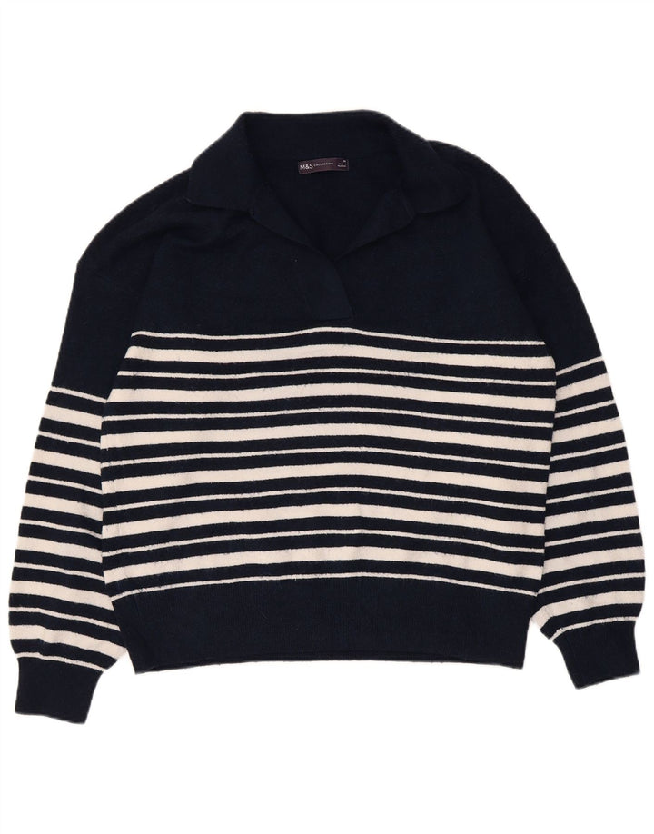 Marks & Spencer Γυναικείο πουλόβερ με λαιμό πόλο UK 14 Medium Navy Blue