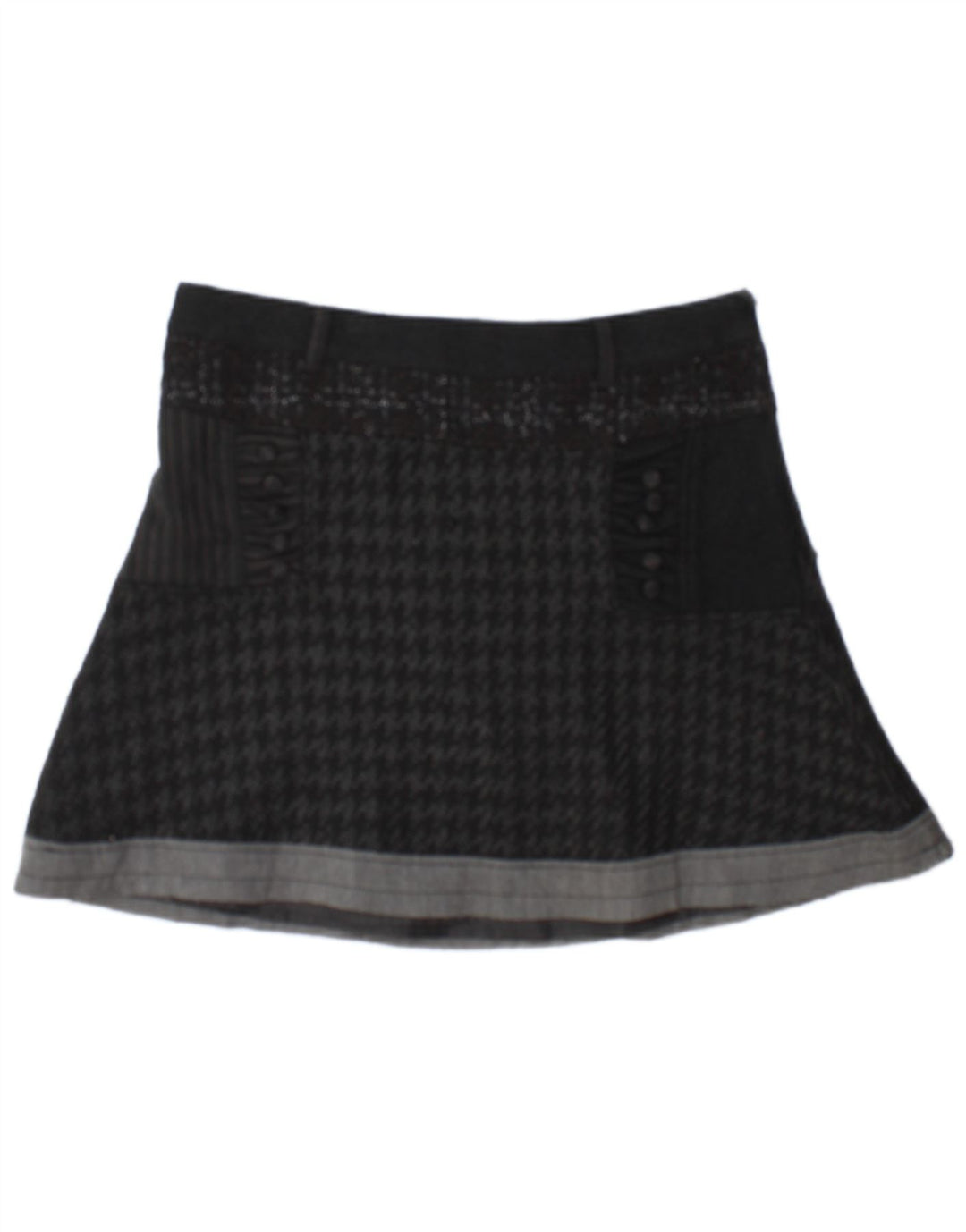 Desigual Γυναικεία Μίνι Φούστα EU 42 Μεγάλη W34 Μαύρη Houndstooth Πολυεστέρας