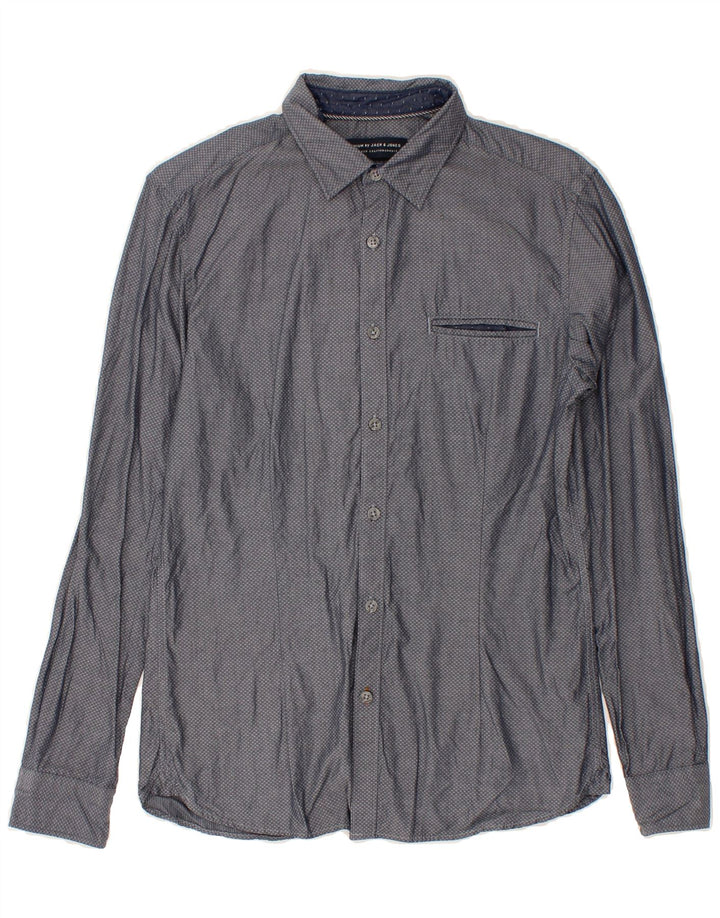 JACK & JONES Mens Shirt Small Navy Blue Spotted Cotton Vintage Jack & Jones and Second-Hand Jack & Jones from Messina Hembry 