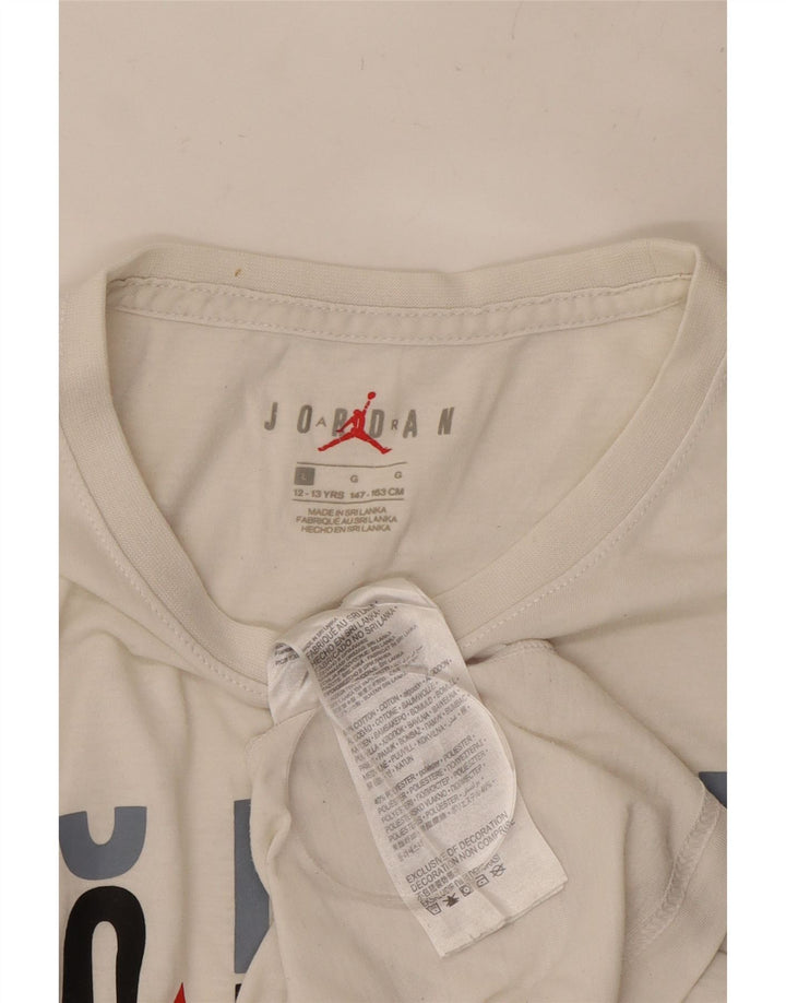 JORDAN Boys Graphic T-shirt Top 12-13 ετών μεγάλο λευκό βαμβακερό