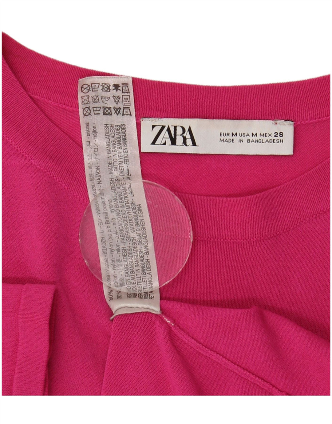 Zara Γυναικείο T-Shirt Top UK 12 Medium Pink Viscose