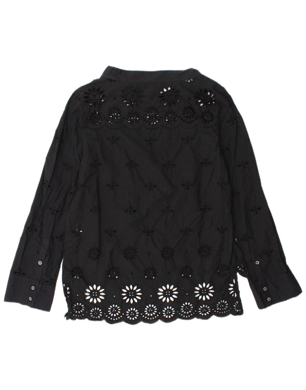 Γυναικεία μακρυμάνικη μπλούζα J. CREW Μπλούζα US 2 XS Μαύρο φλοράλ βαμβακερό