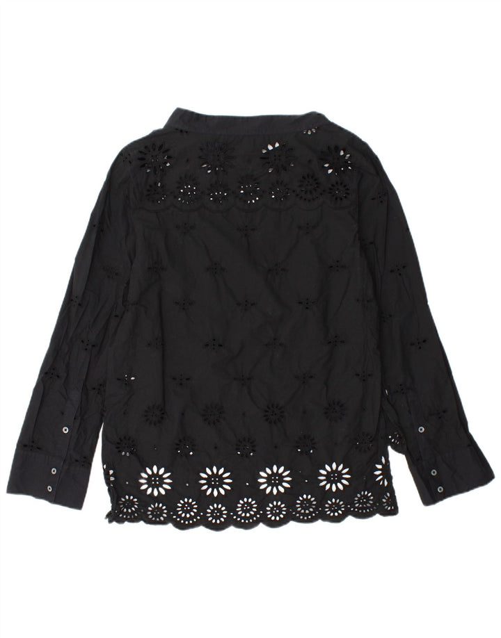 Γυναικεία μακρυμάνικη μπλούζα J. CREW Μπλούζα US 2 XS Μαύρο φλοράλ βαμβακερό