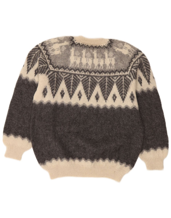 Vintage ανδρικό πουλόβερ με λαιμόκοψη Small Grey Fair Isle