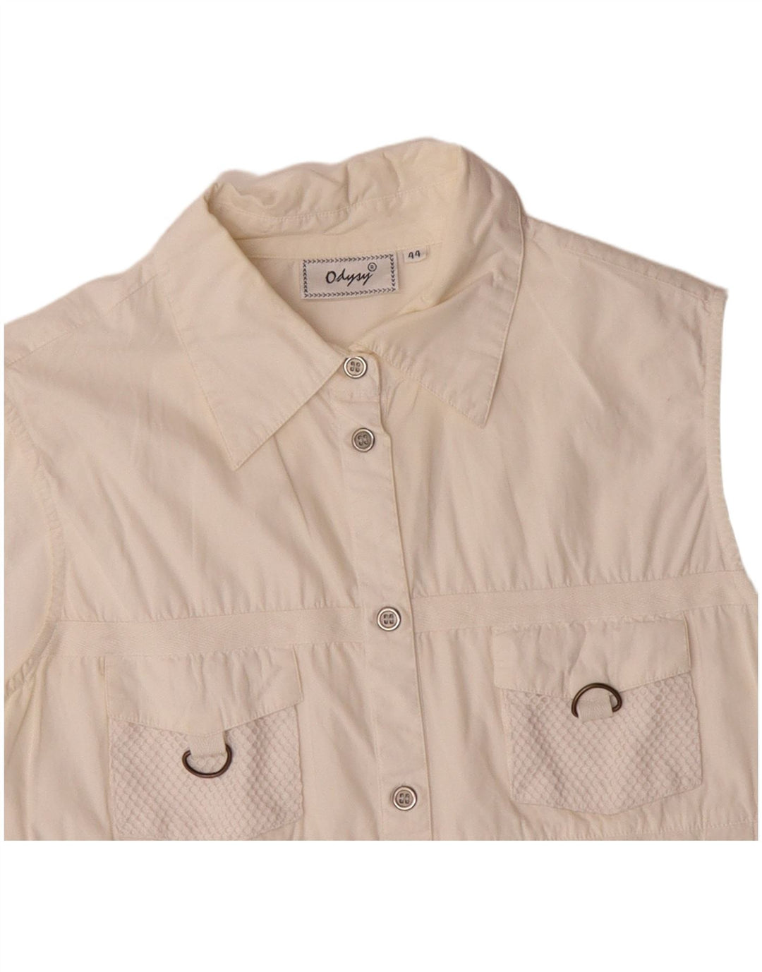 VINTAGE Γυναικείο Βοηθητικό Gilet IT 44 Μεσαίο Λευκό Βαμβακερό