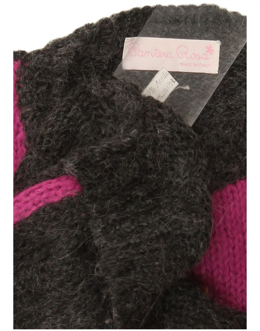 VINTAGE Γυναικείο πουλόβερ με λαιμόκοψη UK 14 Large Grey Colourblock