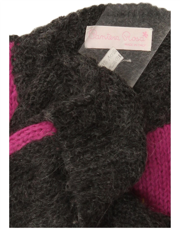 VINTAGE Γυναικείο πουλόβερ με λαιμόκοψη UK 14 Large Grey Colourblock