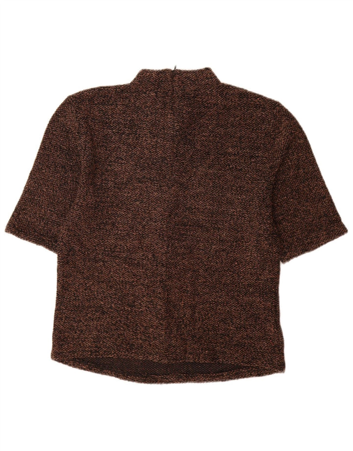 ZARA Γυναικεία Μπλούζα Τοπ UK 14 Large Brown Πολυεστέρας