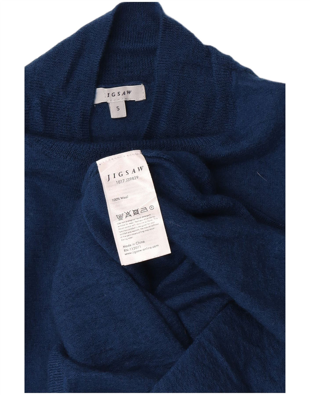Γυναικείο παζλ πουλόβερ με λαιμό χελώνα UK 8 Small Blue Wool