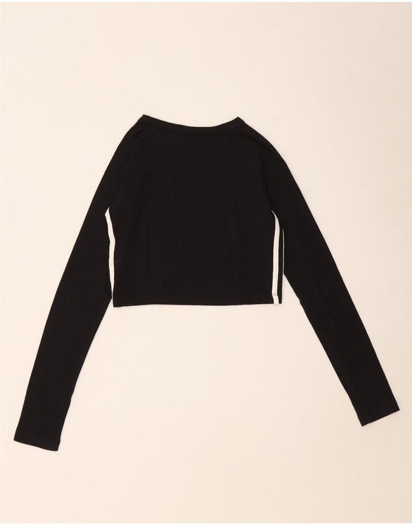 Γυναικείο τοπ Adidas Crop μακρυμάνικο UK 8 Small μαύρο βαμβακερό
