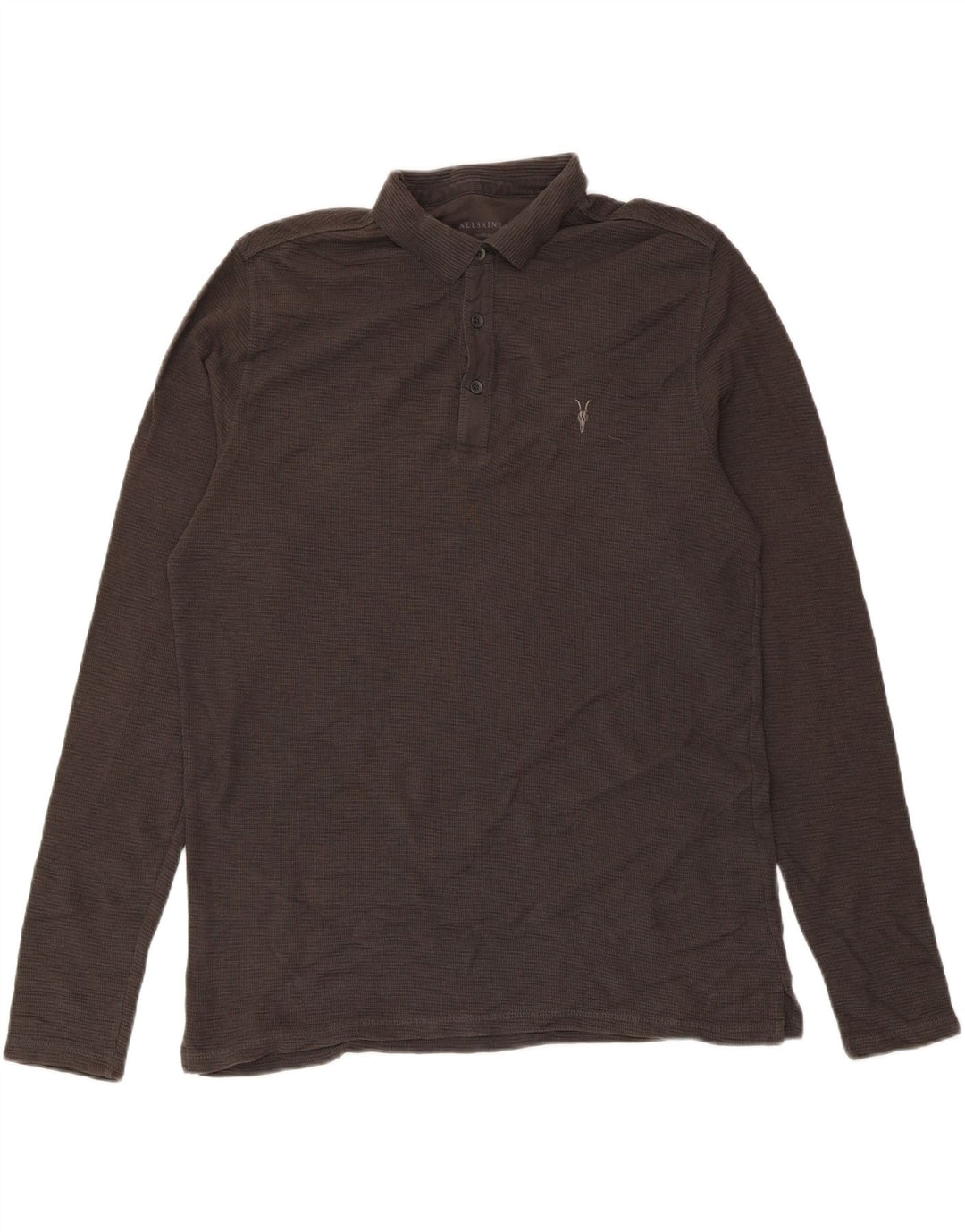 Ανδρικό μακρυμάνικο μπλουζάκι πόλο All Saints από μεσαίο γκρι βαμβακερό