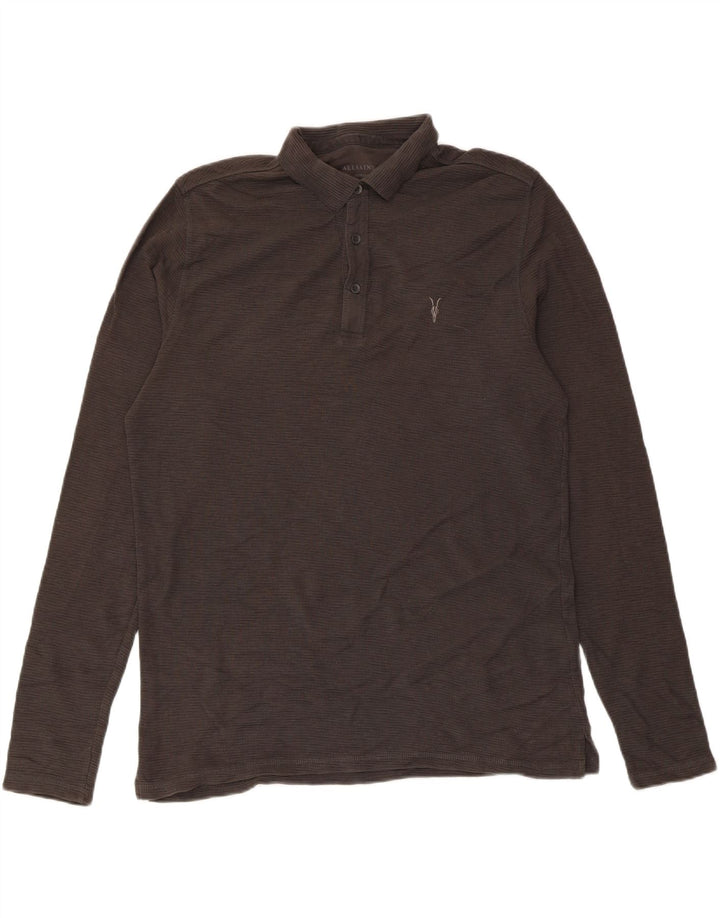 Ανδρικό μακρυμάνικο μπλουζάκι πόλο All Saints από μεσαίο γκρι βαμβακερό