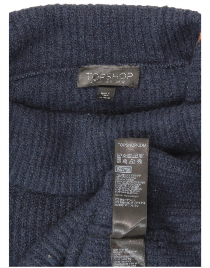 Topshop Γυναικείο πουλόβερ με ρολό λαιμόκοψη UK 12 Medium Navy Blue