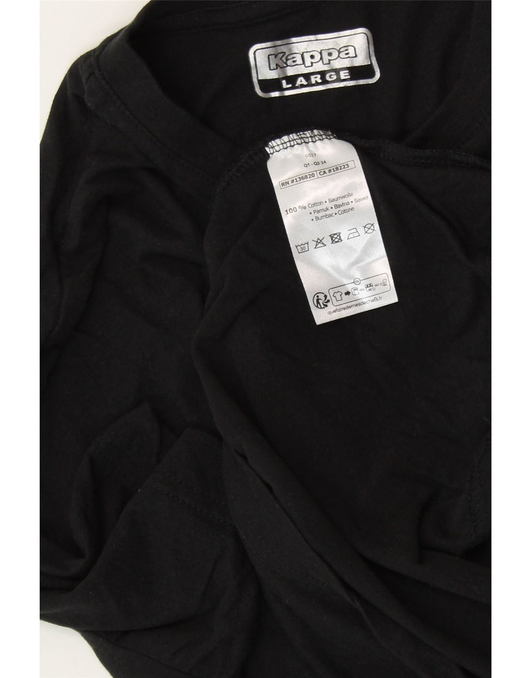 KAPPA Γυναικείο γραφικό T-Shirt Top UK 14 Large μαύρο βαμβακερό