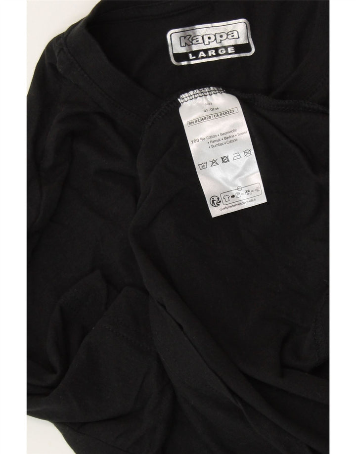 KAPPA Γυναικείο γραφικό T-Shirt Top UK 14 Large μαύρο βαμβακερό