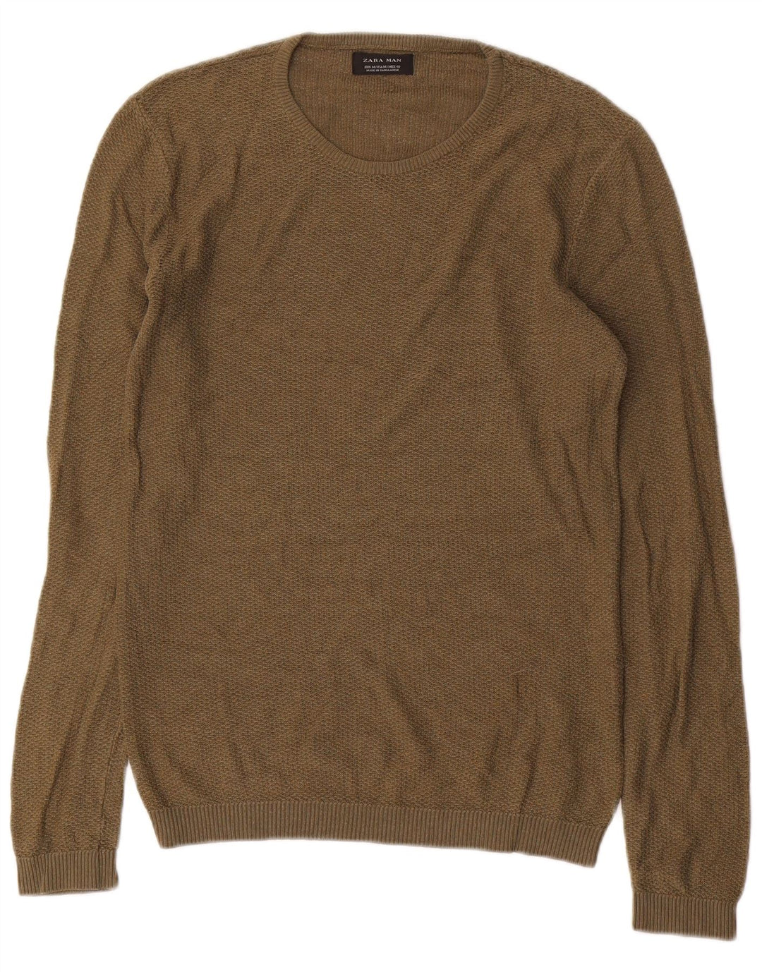 Ανδρικό πουλόβερ Zara Crew Neck Jumper Medium Khaki Acrylic
