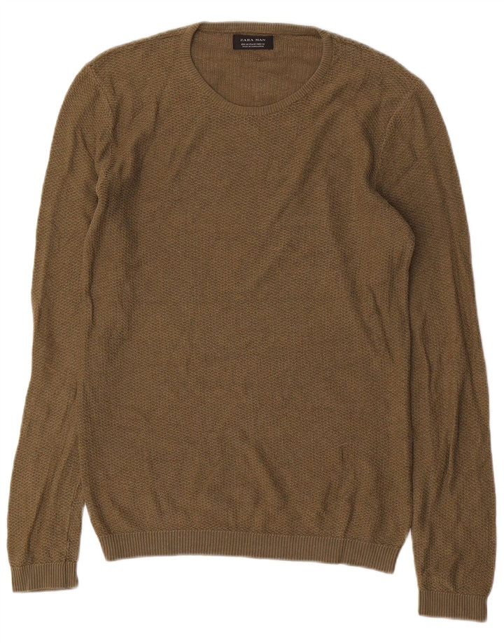 Ανδρικό πουλόβερ Zara Crew Neck Jumper Medium Khaki Acrylic