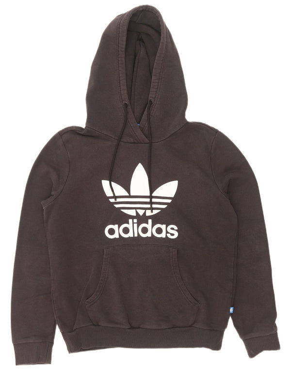 Adidas Γυναικείο Γραφικό Hoodie Jumper UK 14 μεγάλο μαύρο βαμβακερό