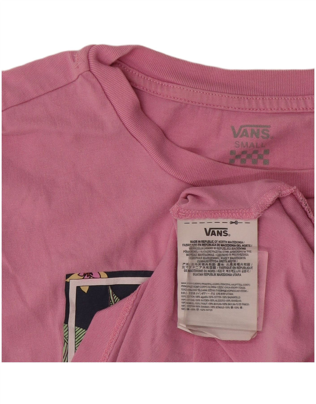 Vans Γυναικεία γραφικά T-Shirt Top UK 10 Small Pink