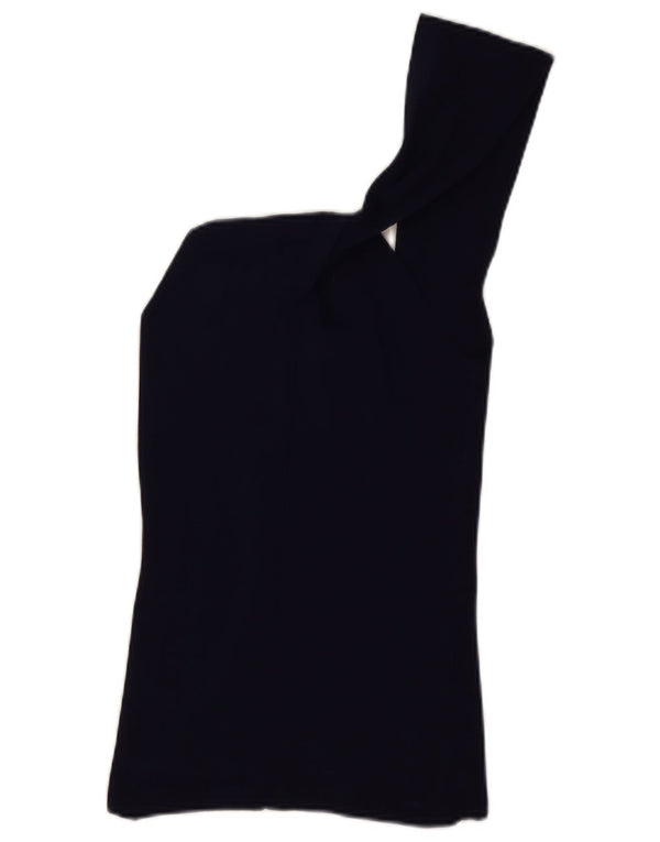 Reiss Womens One Shoulder Top UK 6 XS Navy Blue Viscose