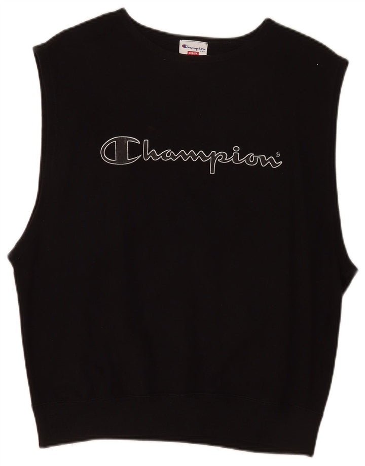 Champion Γυναικείο Γραφικό Αμάνικο Φούτερ Jumper UK 14 Medium Black