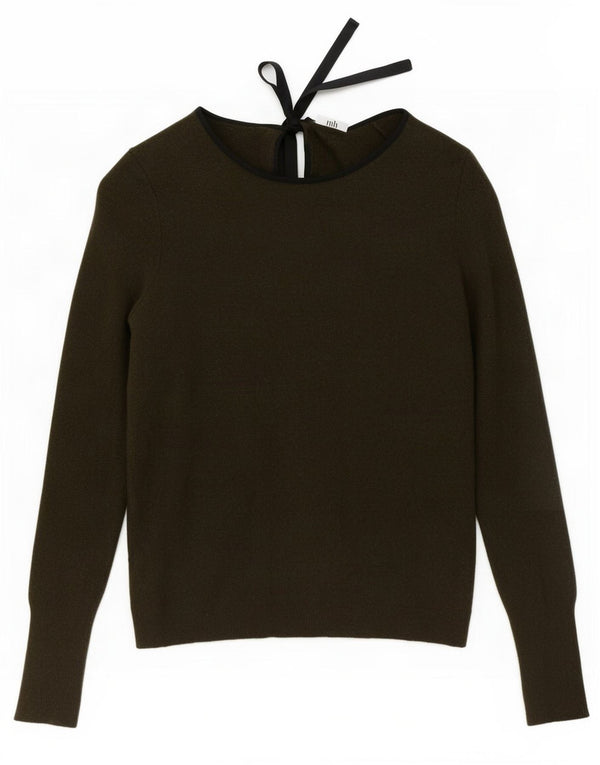 Jigsaw Γυναικείο πουλόβερ με λαιμόκαυστο UK 10 Small Khaki Lambswool