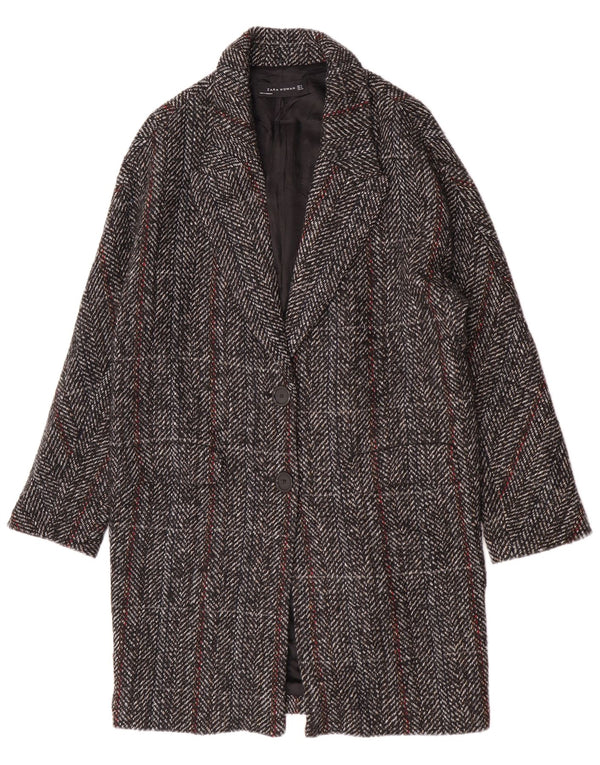 Zara Γυναικείο Πανωφόρι UK 14 Medium Grey Check Wool