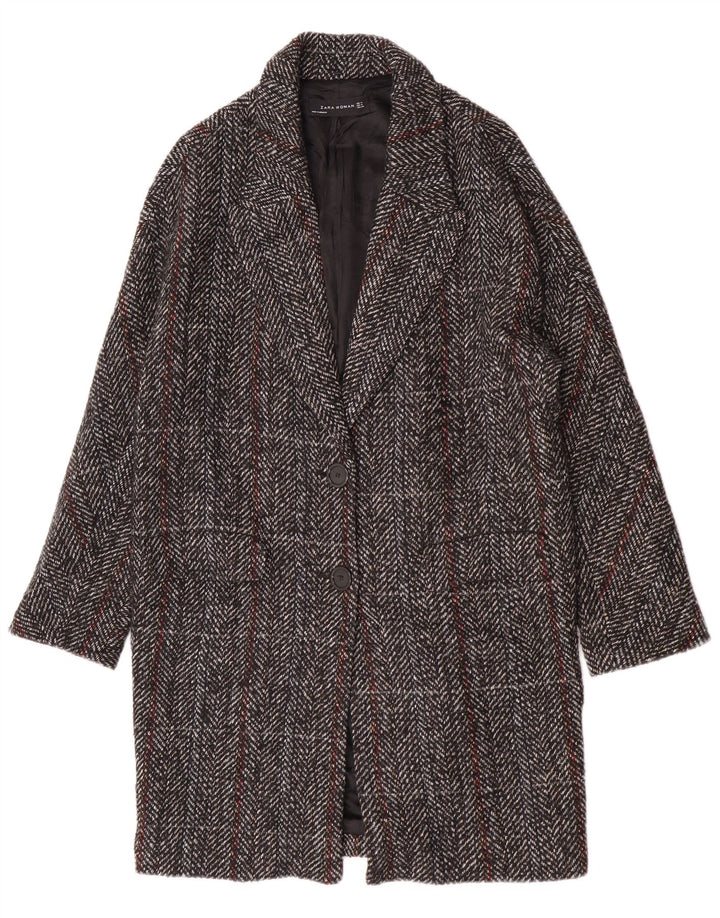 Zara Γυναικείο Πανωφόρι UK 14 Medium Grey Check Wool