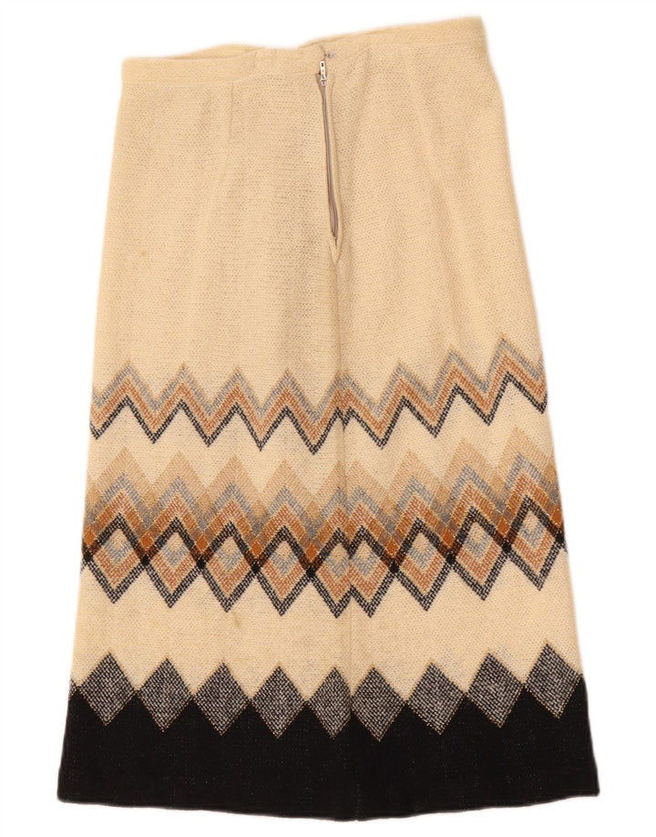 Vintage Γυναικεία Midi Φούστα W28 Medium Beige Γεωμετρική