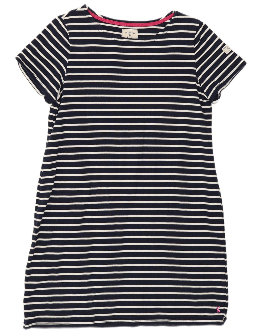 JOULES Γυναικείο T-Shirt Φόρεμα UK 16 Large Navy Blue ριγέ βαμβακερό Ναυτικό