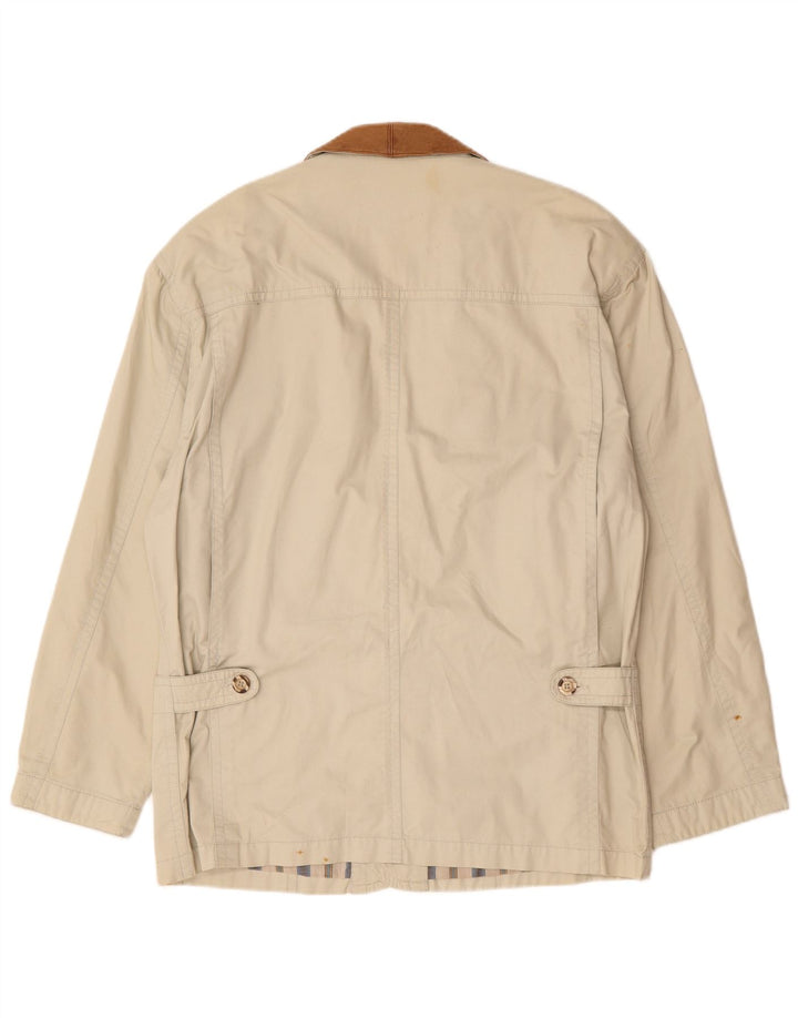 Vintage Mens Utility Jacket UK 40 Large Beige Βαμβακερό