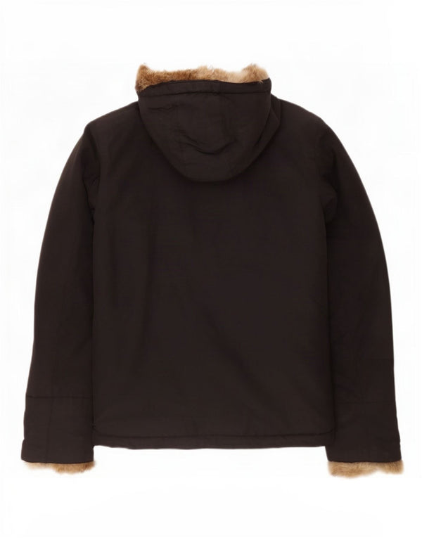Woolrich Γυναικείο μπουφάν με κουκούλα UK 14 μεσαίο μαύρο βαμβακερό