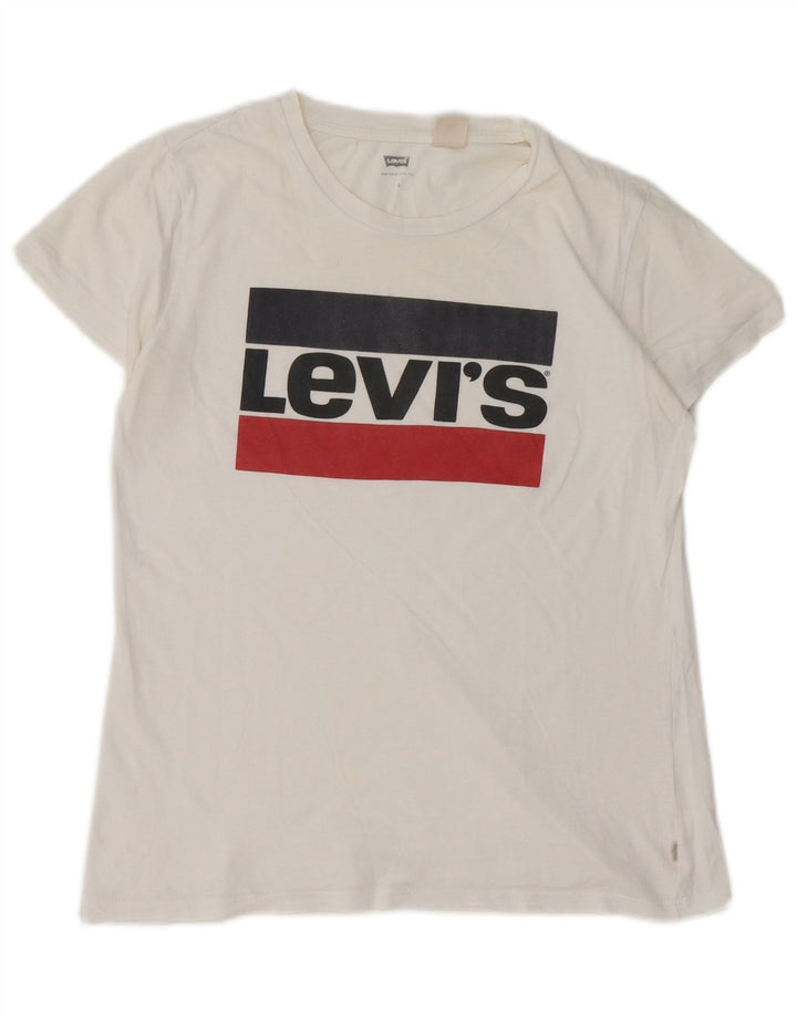 Γυναικείο γραφικό T-Shirt LEVI'S Top UK 10 Small White