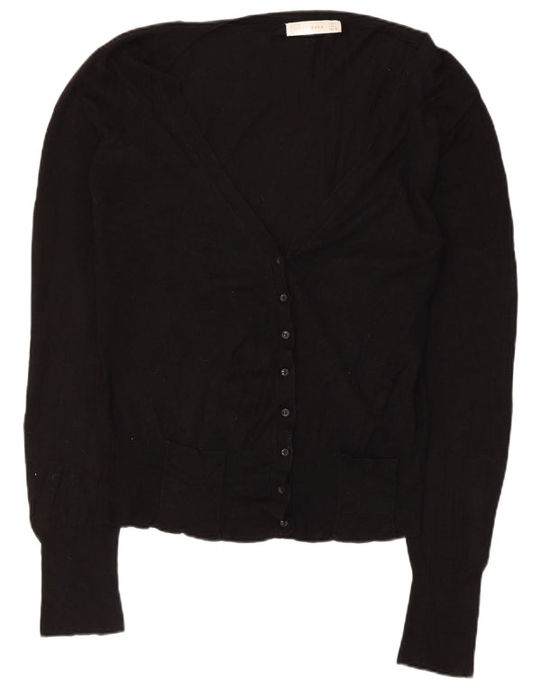 Zara Womens Cardigan Sweater UK 14 Large Black Rayon