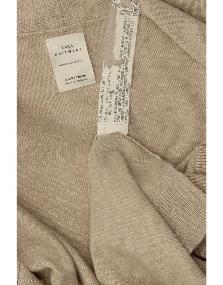Zara Γυναικεία ανοιχτή ζακέτα UK 8 Small Beige Viscose